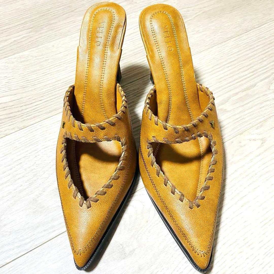 YELLO ミュール キャメル　ピンヒール【XL】星あや　超美品✨