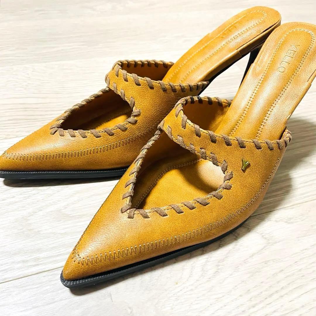 YELLO ミュール キャメル　ピンヒール【XL】星あや　超美品✨