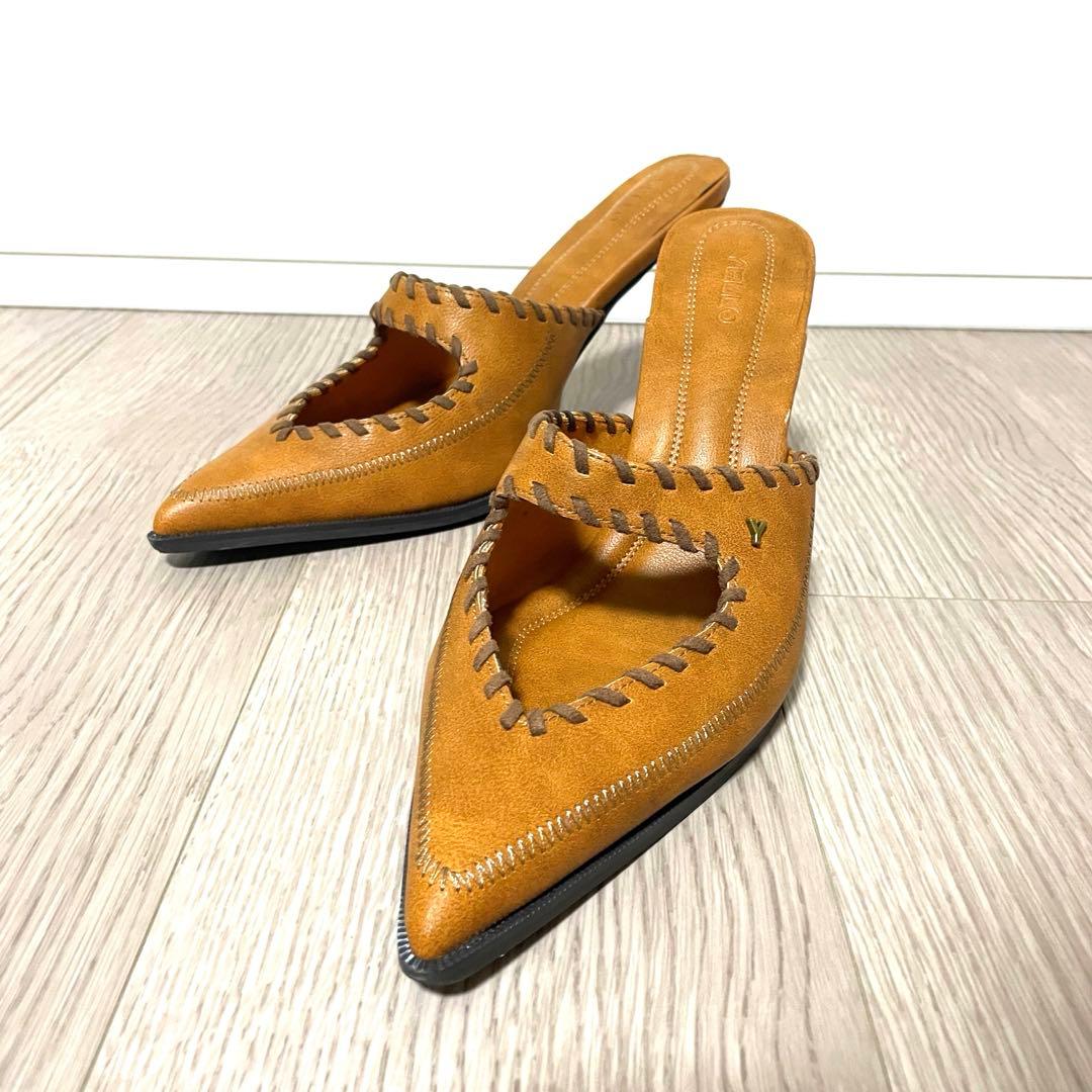 YELLO ミュール キャメル　ピンヒール【XL】星あや　超美品✨