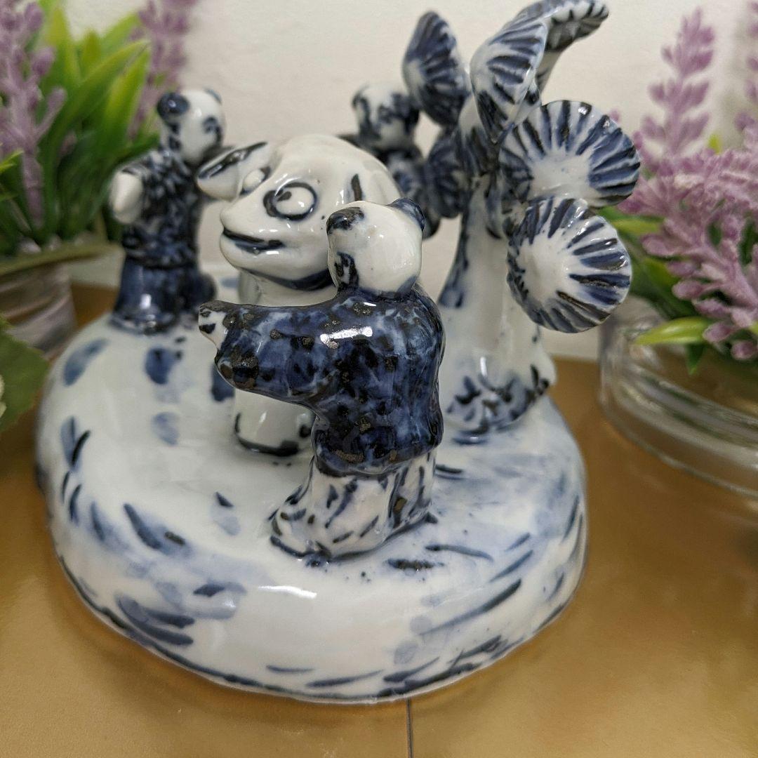 京焼清水焼　5代清風与平作　　　　　　　遊び唐子の置き物　(手作り )