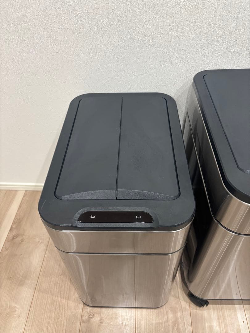 【美品】40L 自動開閉式ゴミ箱シルバー　センサー式ステンレスゴミ箱　2個セット