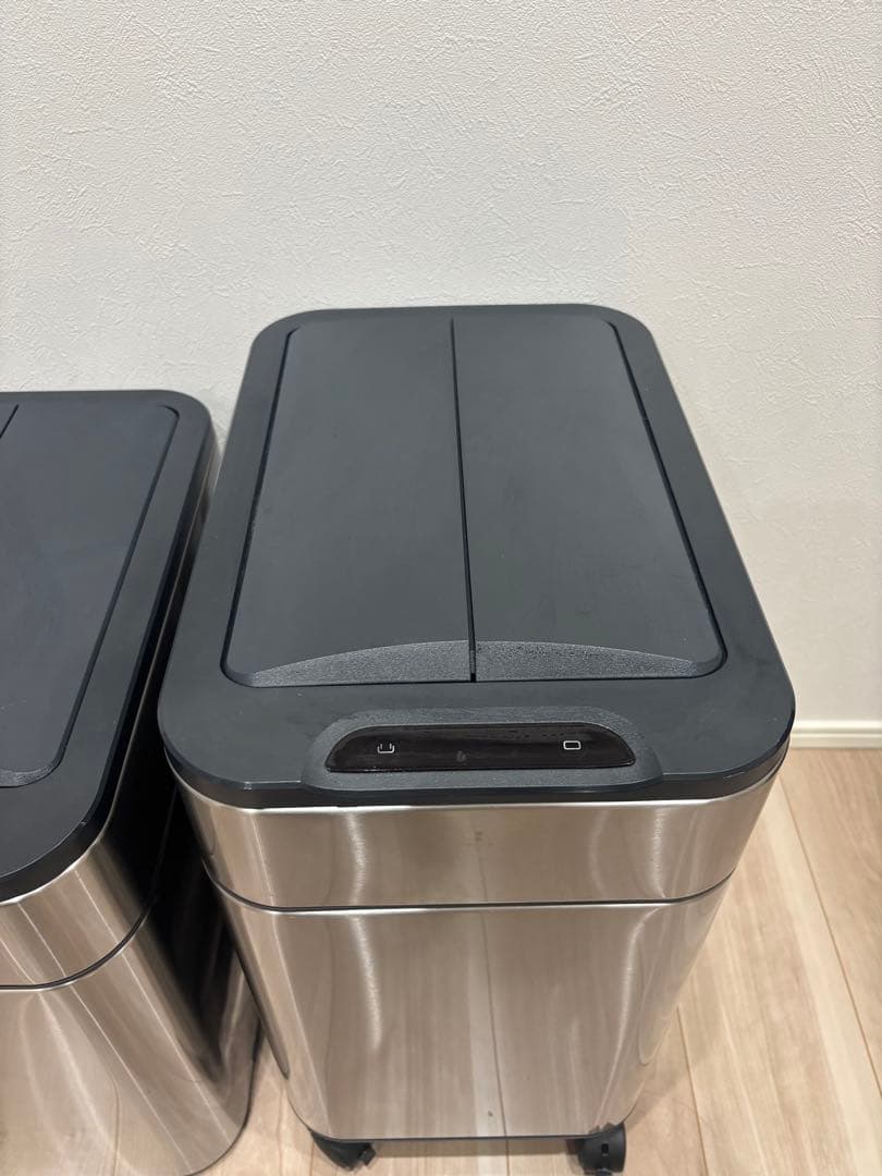 【美品】40L 自動開閉式ゴミ箱シルバー　センサー式ステンレスゴミ箱　2個セット