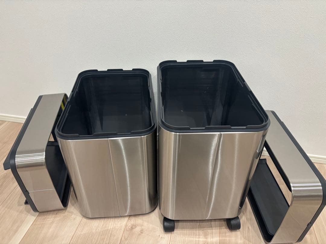 【美品】40L 自動開閉式ゴミ箱シルバー　センサー式ステンレスゴミ箱　2個セット