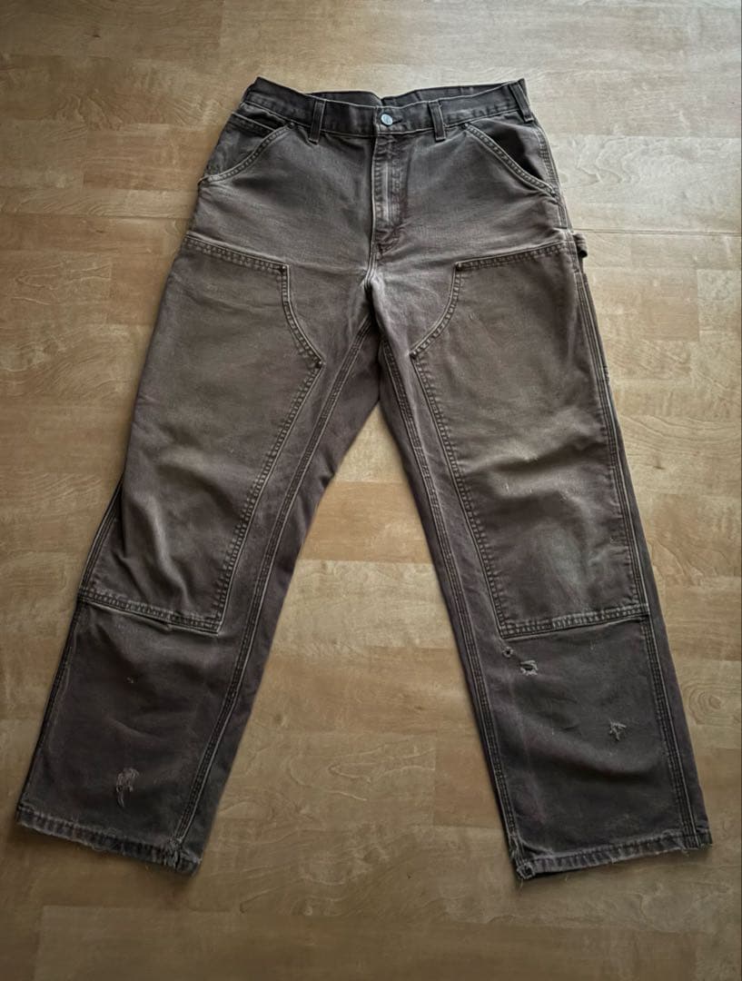 た*☆様 カーハート　ダブルニー　ブラウン　32×32 ボロ　フェード　ワイド