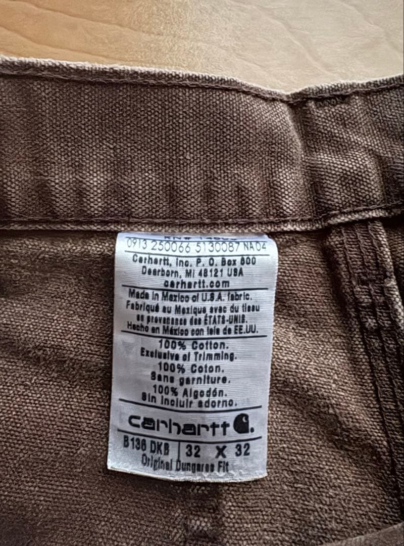 た*☆様 カーハート　ダブルニー　ブラウン　32×32 ボロ　フェード　ワイド