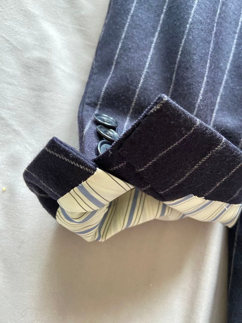 BEAMS F カシミア混 3B チョークストライプ フランネル スーツ 95