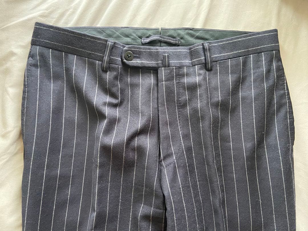 BEAMS F カシミア混 3B チョークストライプ フランネル スーツ 95