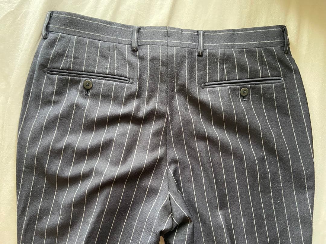 BEAMS F カシミア混 3B チョークストライプ フランネル スーツ 95