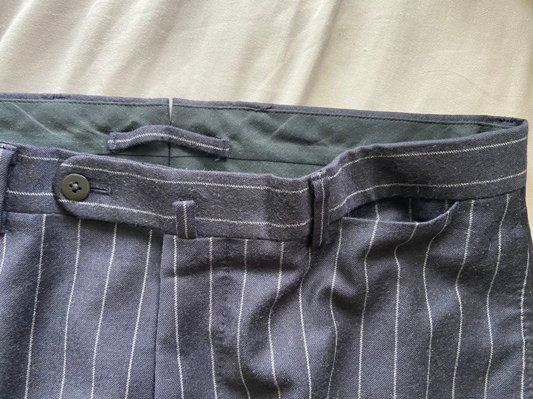 BEAMS F カシミア混 3B チョークストライプ フランネル スーツ 95