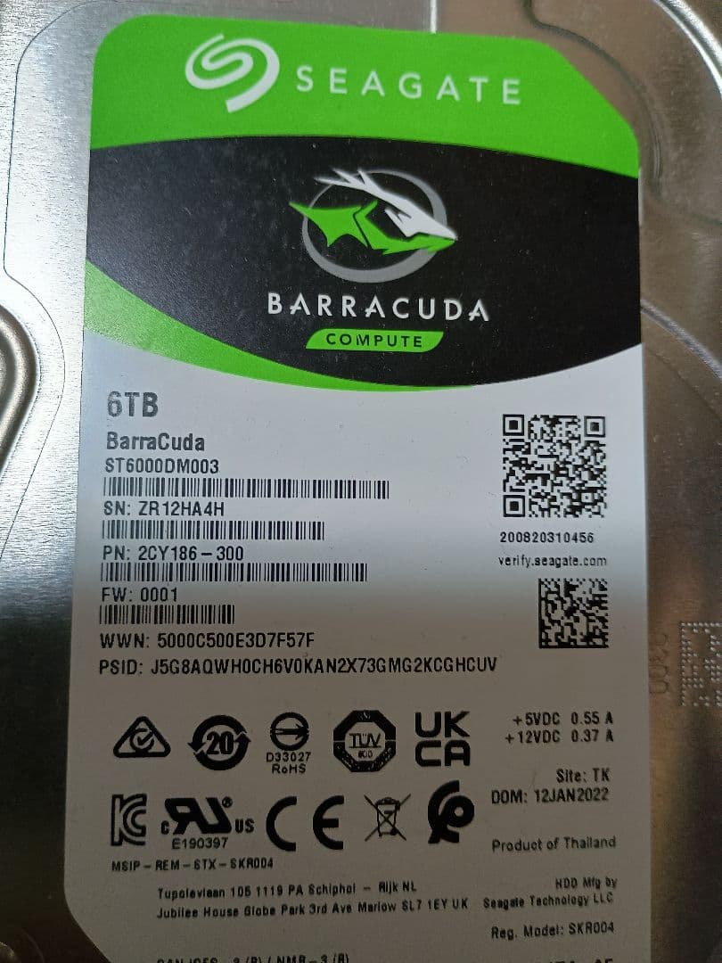 内蔵型ハードディスクドライブ Seagate Barracuda 6TB HDD ST6000DM003
