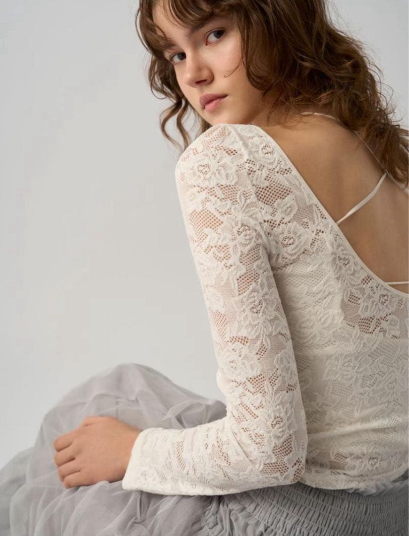 SNIDEL スナイデル Chacot レース柄編みプルオーバー