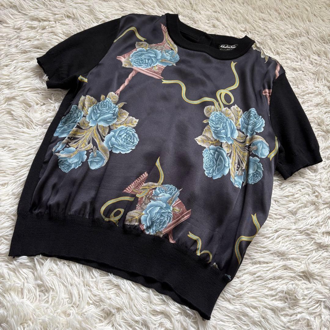 極美品　サルヴァトーレフェラガモ アンサンブル ニット 　シルク　ウール　黒