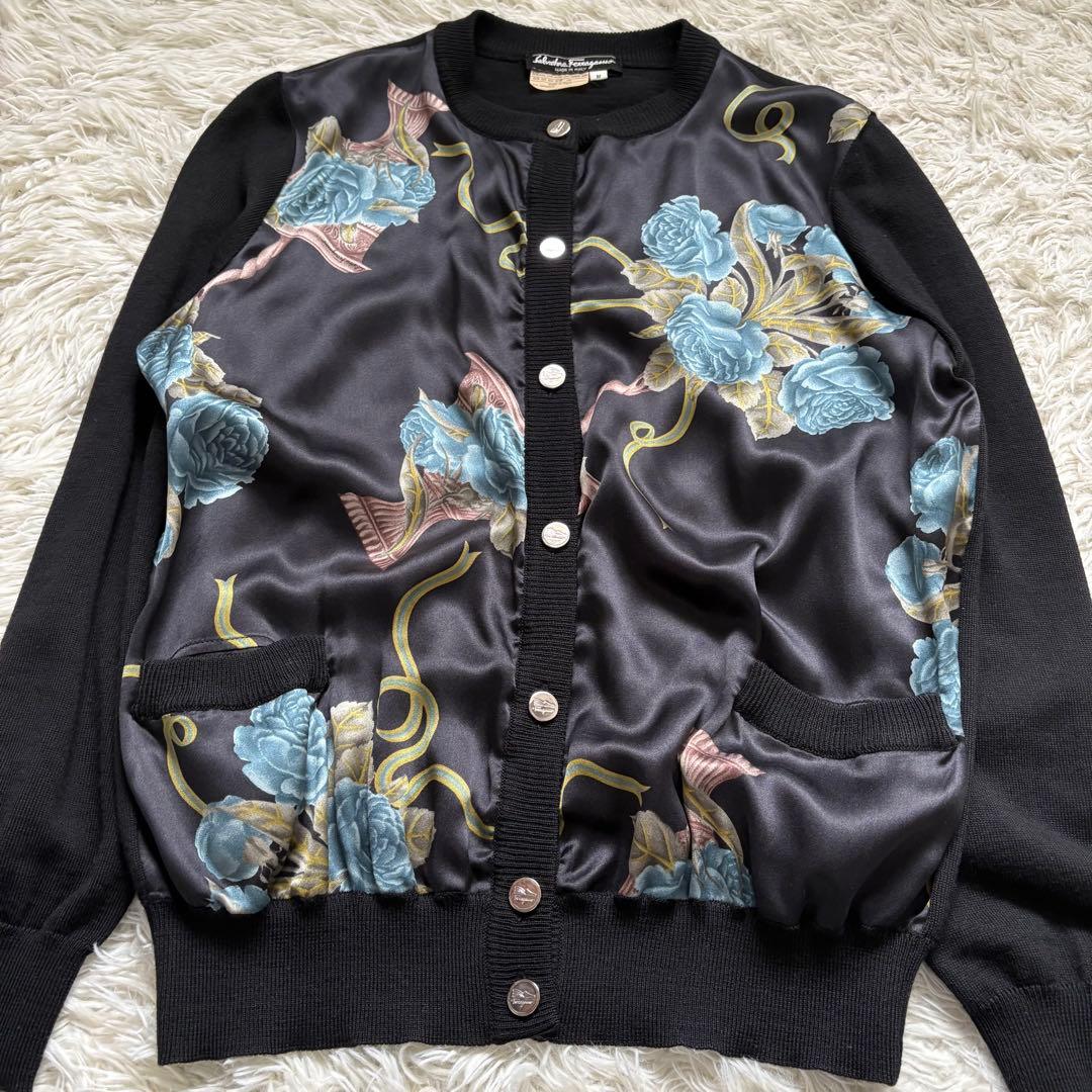 極美品　サルヴァトーレフェラガモ アンサンブル ニット 　シルク　ウール　黒