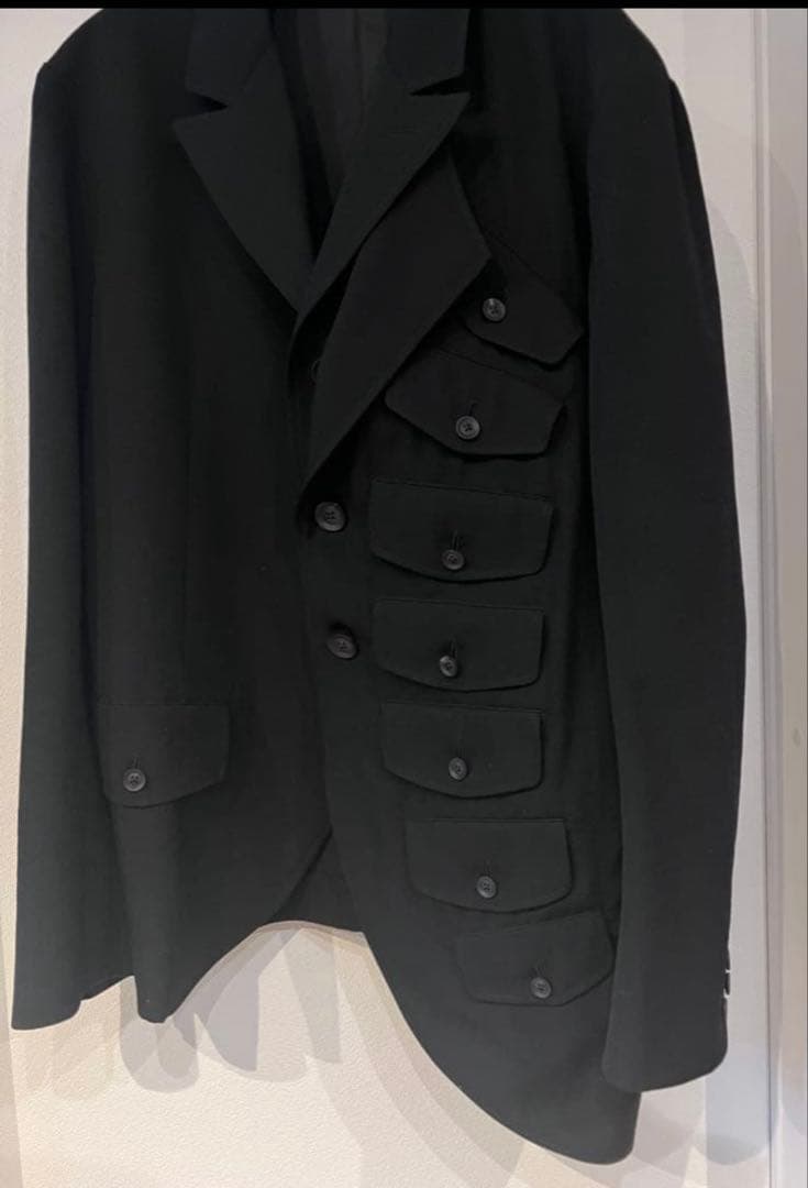 ヨウジヤマモトプールオム 19ss ウールギャバジン左前二重フラップジャケット