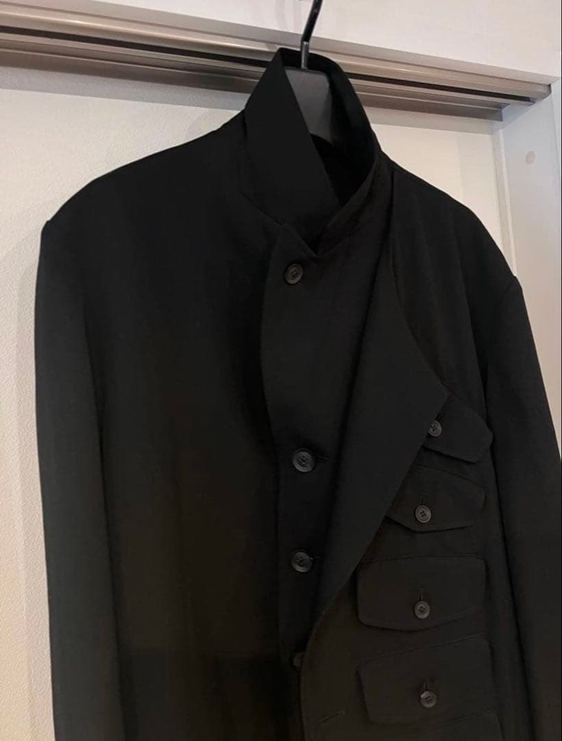 ヨウジヤマモトプールオム 19ss ウールギャバジン左前二重フラップジャケット