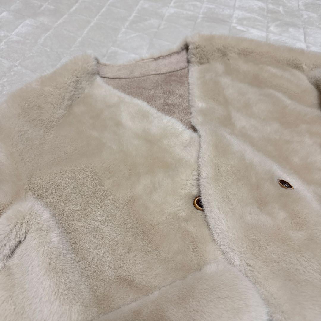 Lumier バッグ付エコファーノーカラーコート