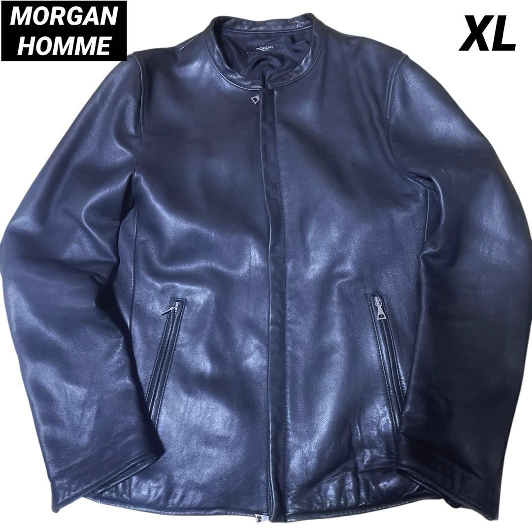 【美品】MORGAN HOMME シングルライダースジャケット 羊革 XL