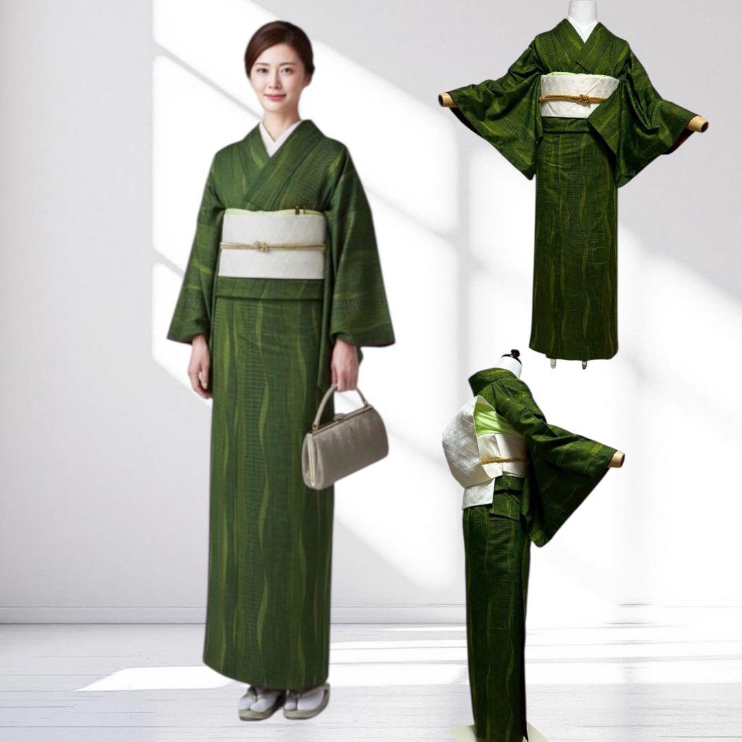 く*ん様 モ43 未使用近い　美品　袷　紬　ぜんまい紬系　色紬　小紋　フルセット