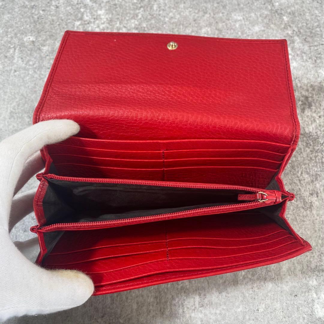 GUCCI　 長財布 ソーホー 二つ折り　レザー　インターロッキング　レッド