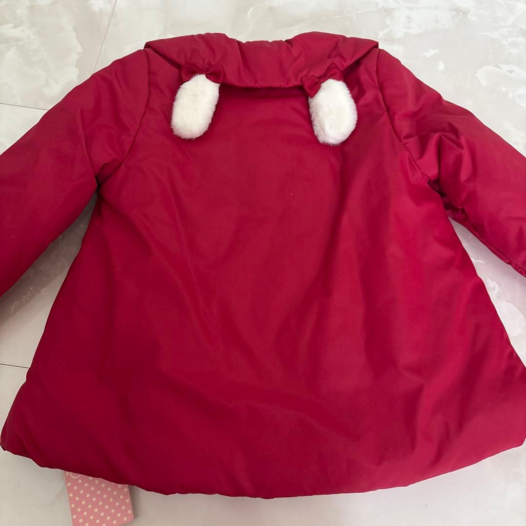 新品未使用♡タグ付き♡うさぎタフタコート♡S♡100から115♡アウター赤うさ耳