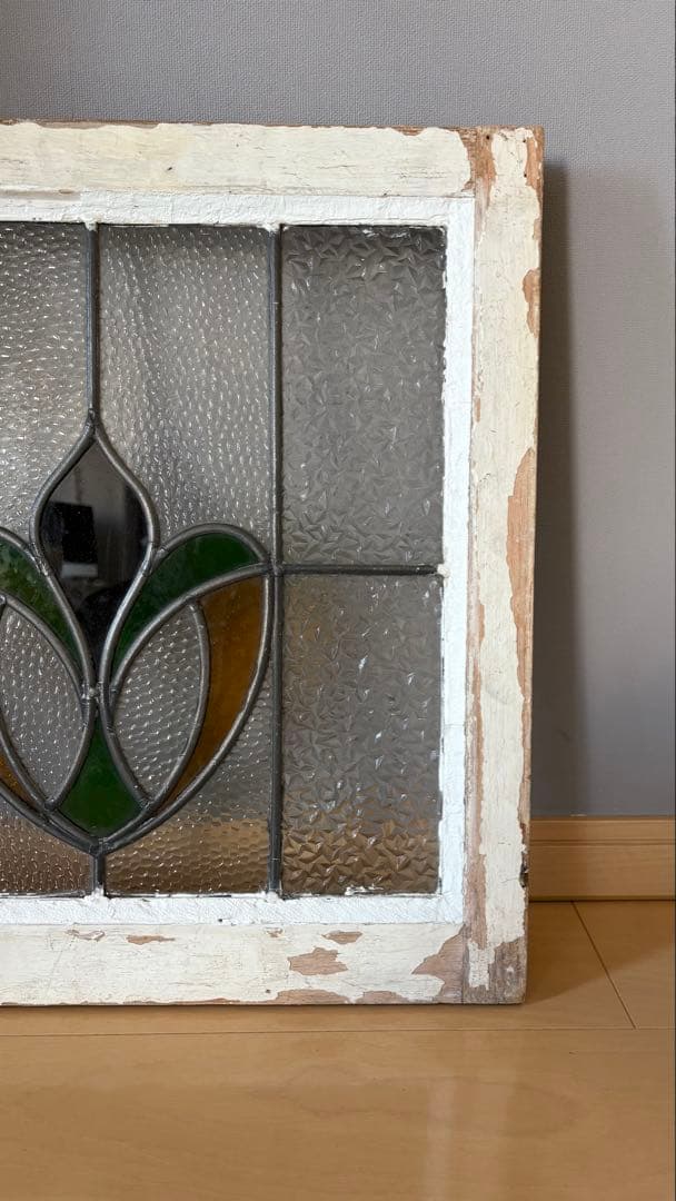 イギリスアンティーク ステンドグラス 窓枠 アンティーク　シャビーシック