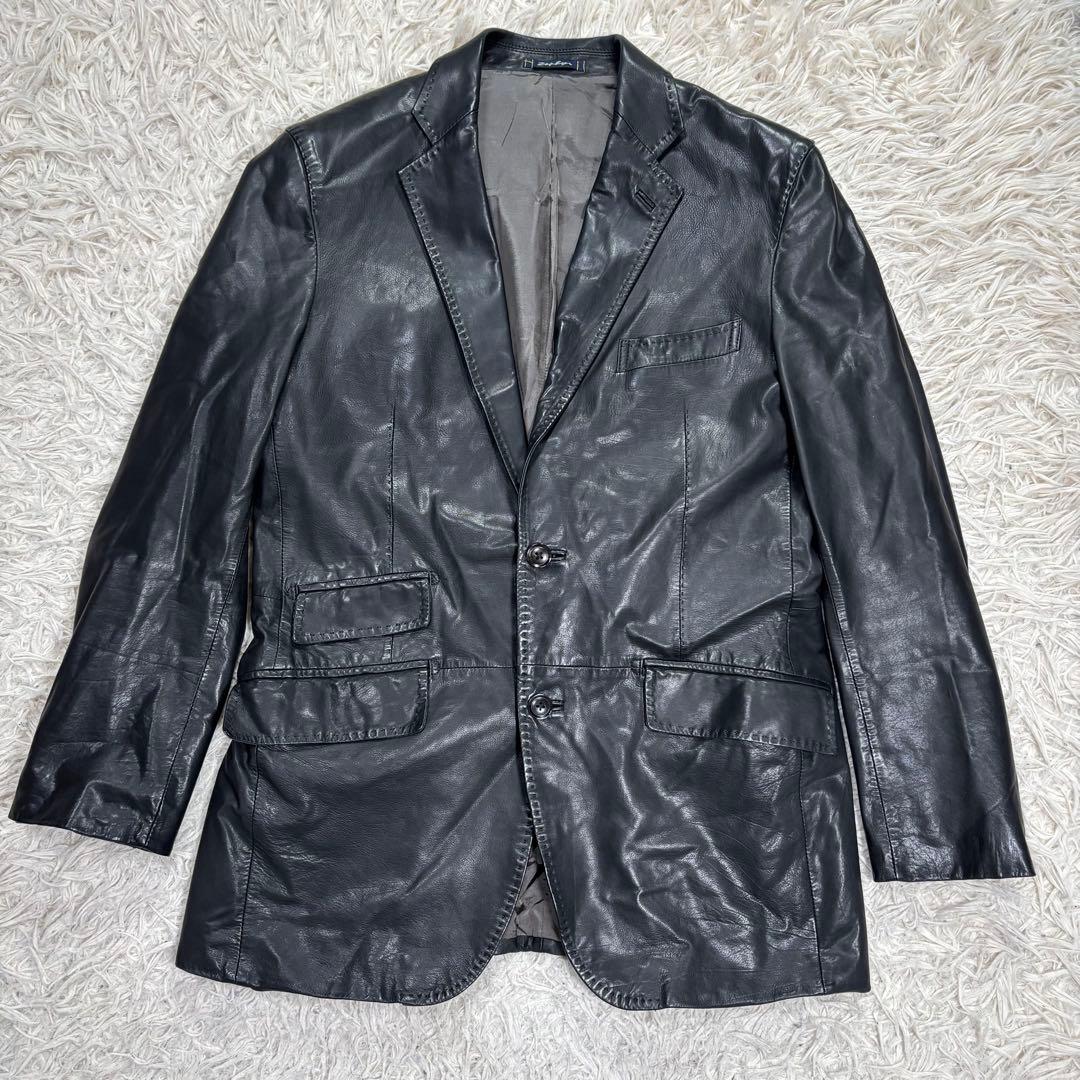 DURBAN ダーバン　カウレザー　テーラードジャケット　ブラック　M