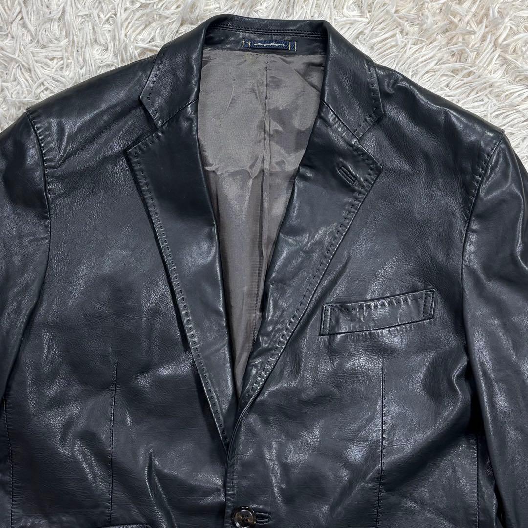 DURBAN ダーバン　カウレザー　テーラードジャケット　ブラック　M