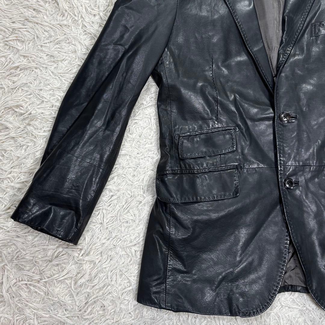 DURBAN ダーバン　カウレザー　テーラードジャケット　ブラック　M