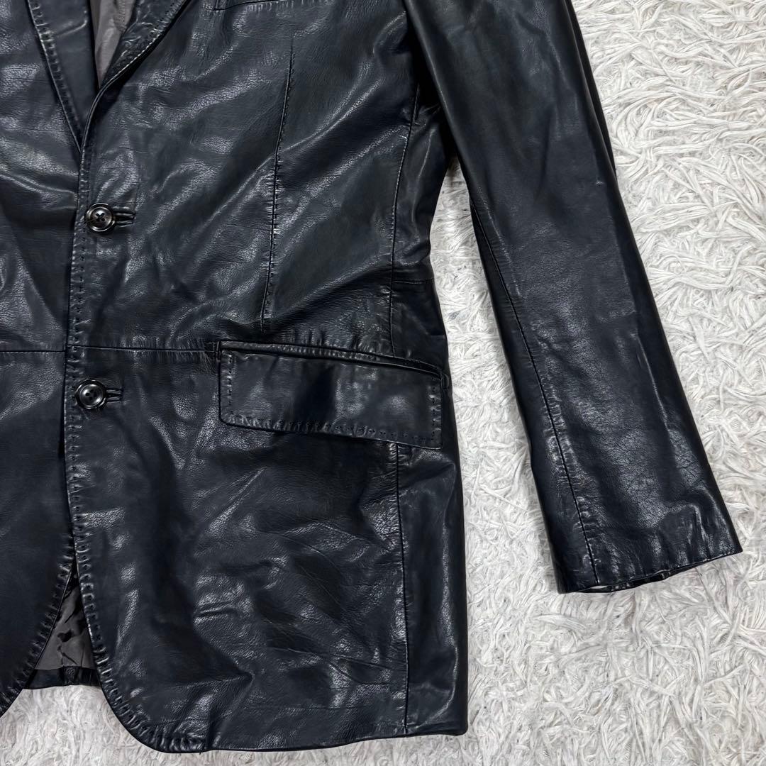 DURBAN ダーバン　カウレザー　テーラードジャケット　ブラック　M