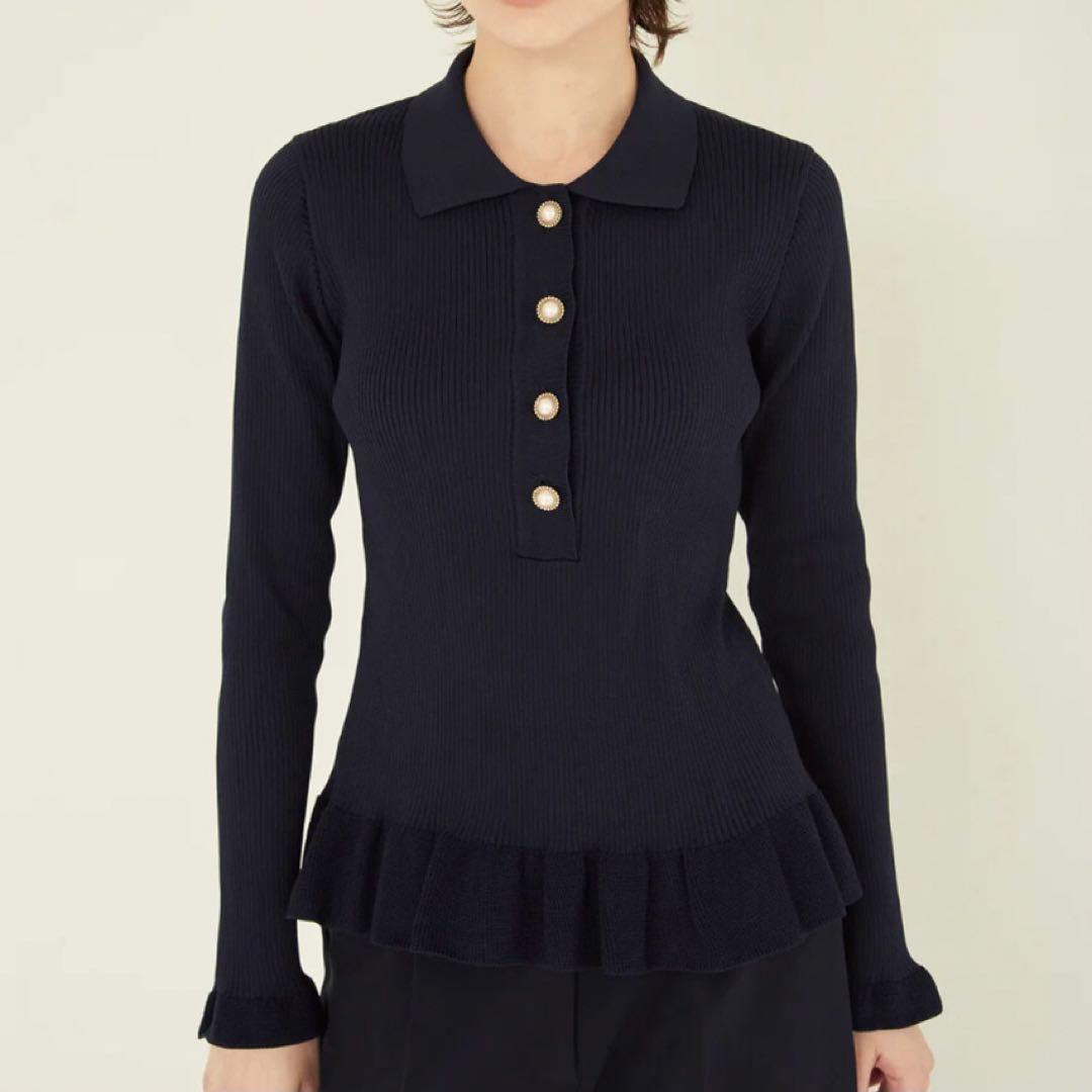 MW TOKYO タグ付き　リサイクル ポリエステル フリルリブ ニット