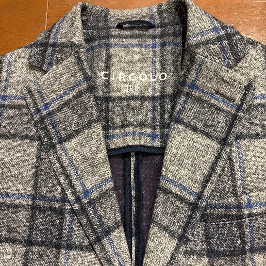 CIRCOLO1901 グレー×ブルーチェック ジャージージャケット 46