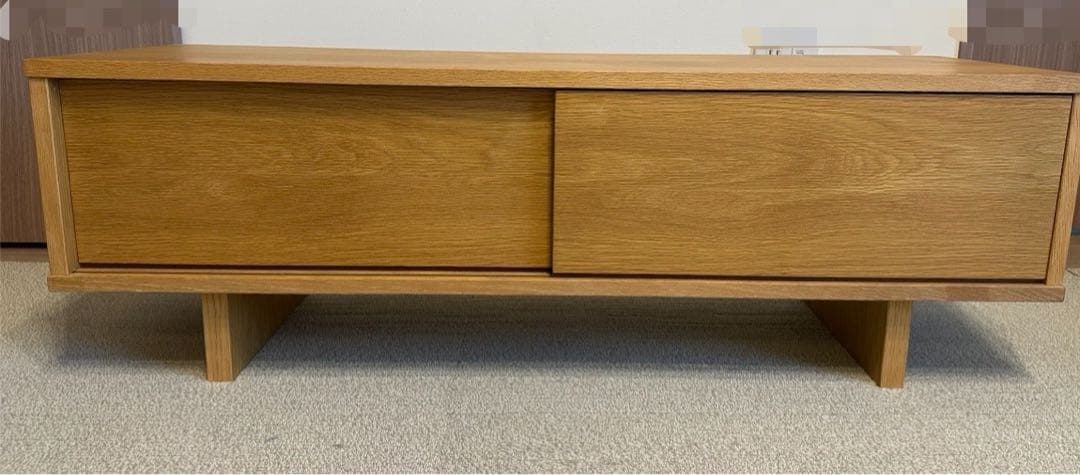 無印良品　【廃盤】テレビ台　オーク材AVラック薄型（引戸）・幅110cm