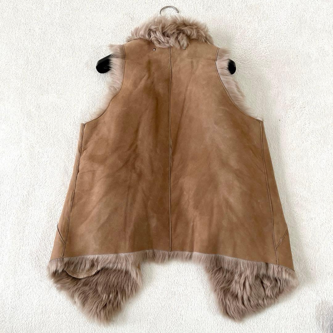 ★カールドノヒュー★高級ムートンベスト ジレ ブラウンS(ほぼフリーサイズ)