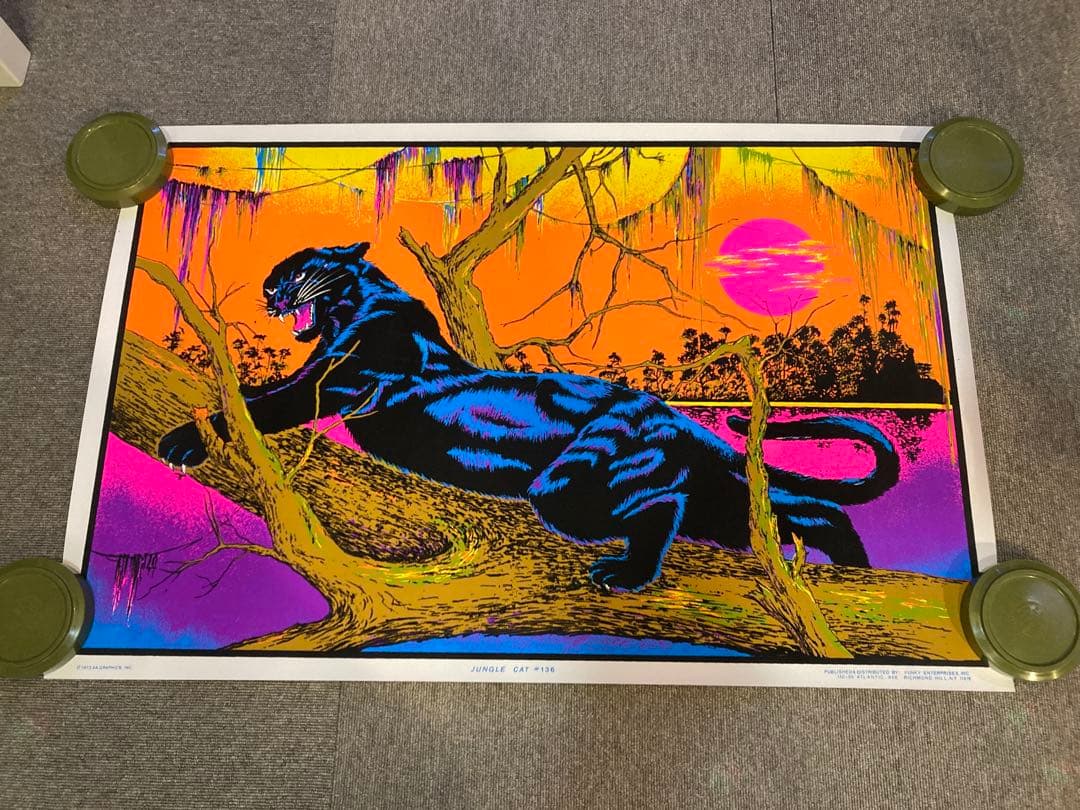 70'sヴィンテージ ブラックライトポスター JUNGLE CAT #136