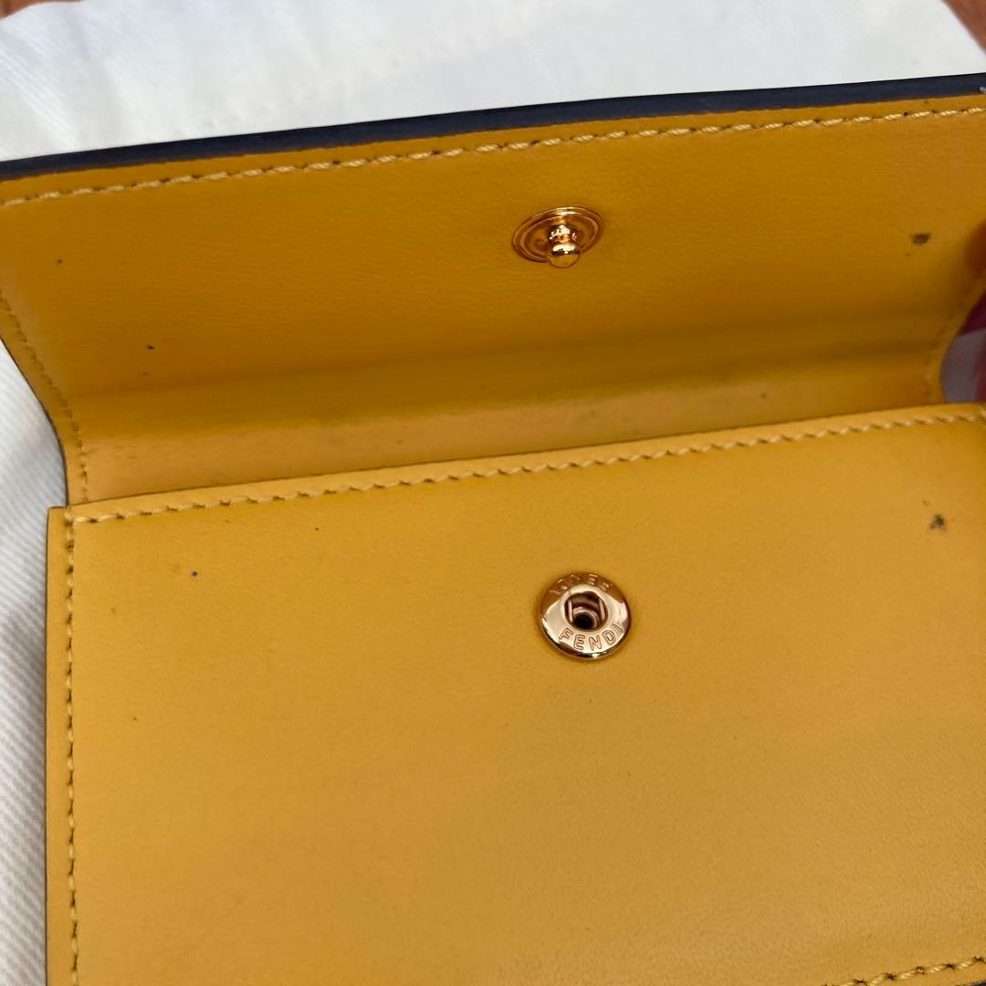 【値下げ中】FENDI デカロゴ ミニ財布 レザー イエロー