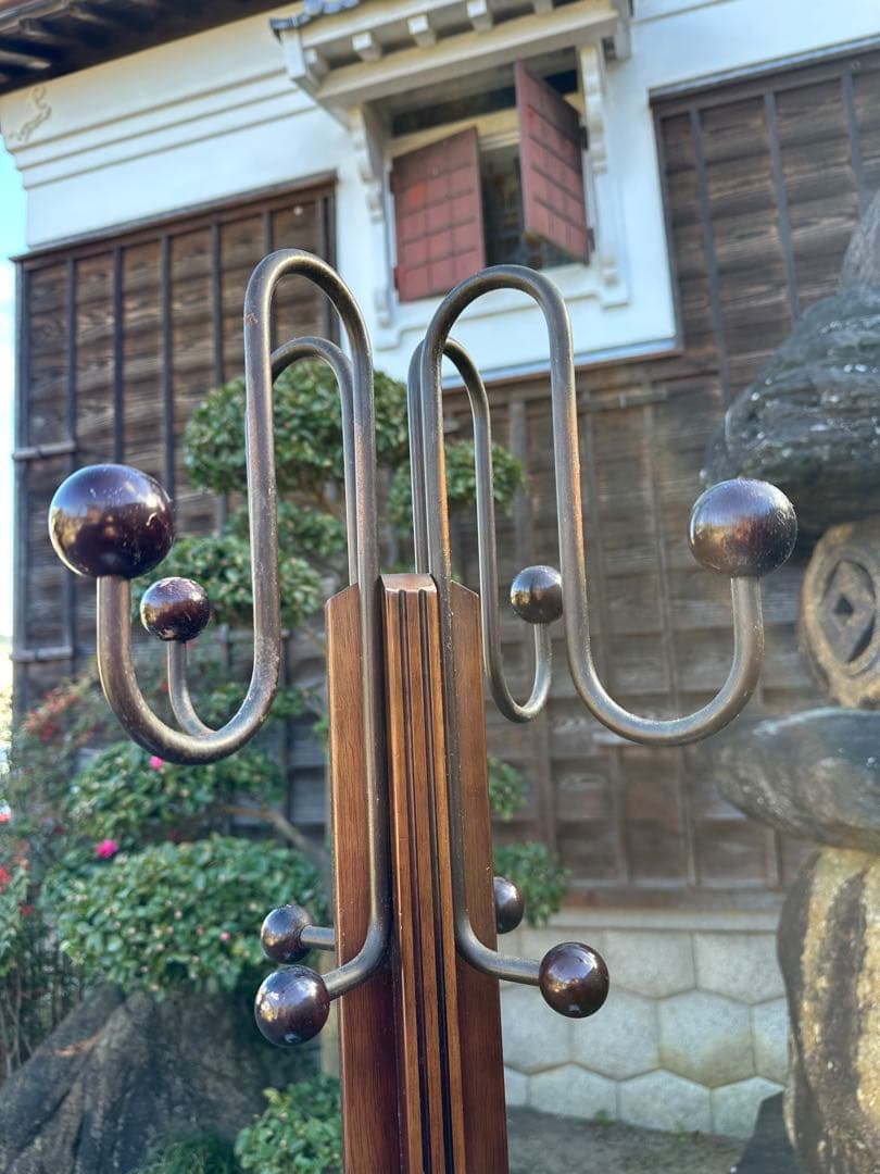 カリモク ポールハンガー ポールラック ハンガーラック 帽子掛け レトロ i4※