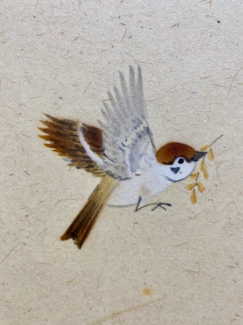 掛軸 茶掛 佐藤朴堂筆【豊年】自筆 画讃 稲穂に雀の図 米重画 大徳寺 住職