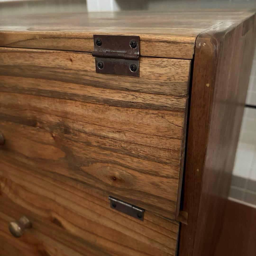 【最終】パタパタ棚　木製収納家具　三段収納棚　古道具　下駄箱　ヴィンテージ