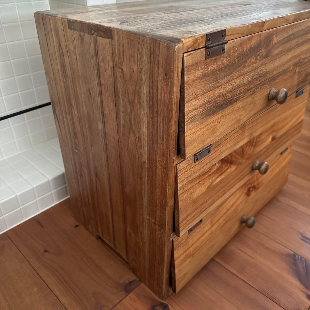 【最終】パタパタ棚　木製収納家具　三段収納棚　古道具　下駄箱　ヴィンテージ