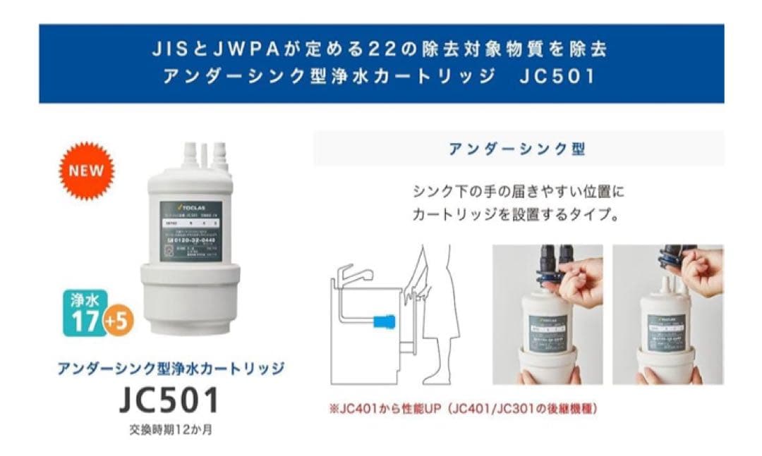 【返品不可】 トクラス 旧ヤマハ キッチン 浄水器カートリッジ JC-501