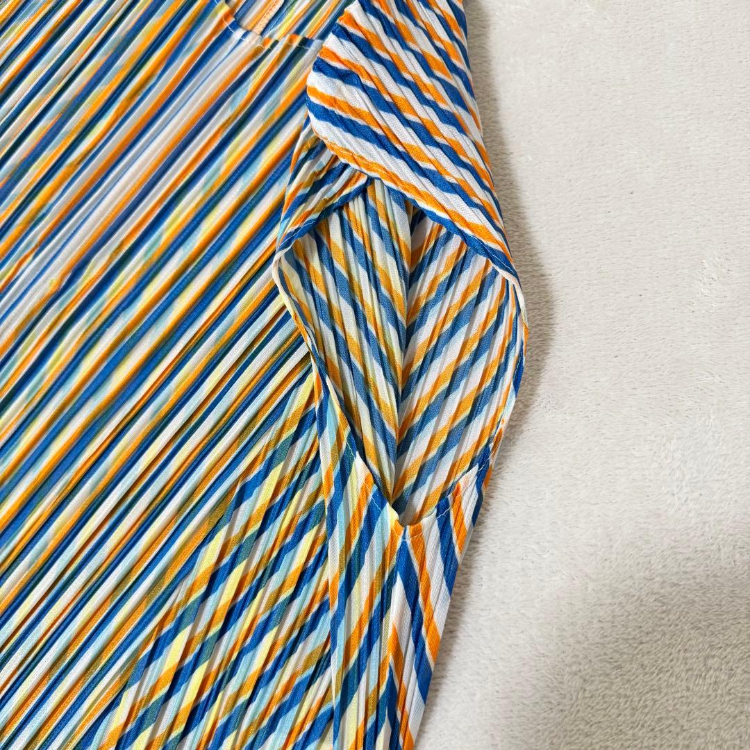 新品✨PLEATS PLEASE 斜めプリーツ　ワンピース　マルチカラー