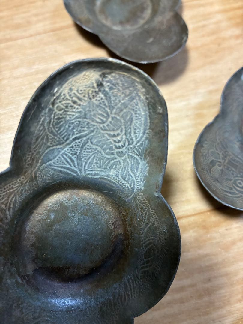 中国古錫茶托5枚　沈存周