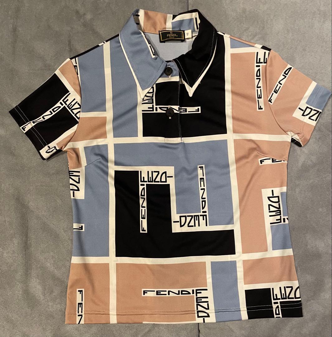 ⭐︎花　FENDI フェンディ 幾何学模様 ポロシャツ 42⭐︎