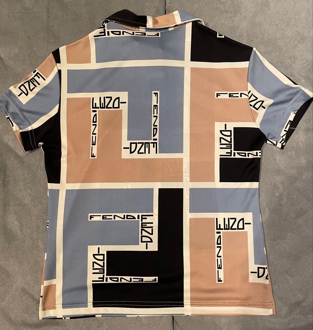 ⭐︎花　FENDI フェンディ 幾何学模様 ポロシャツ 42⭐︎
