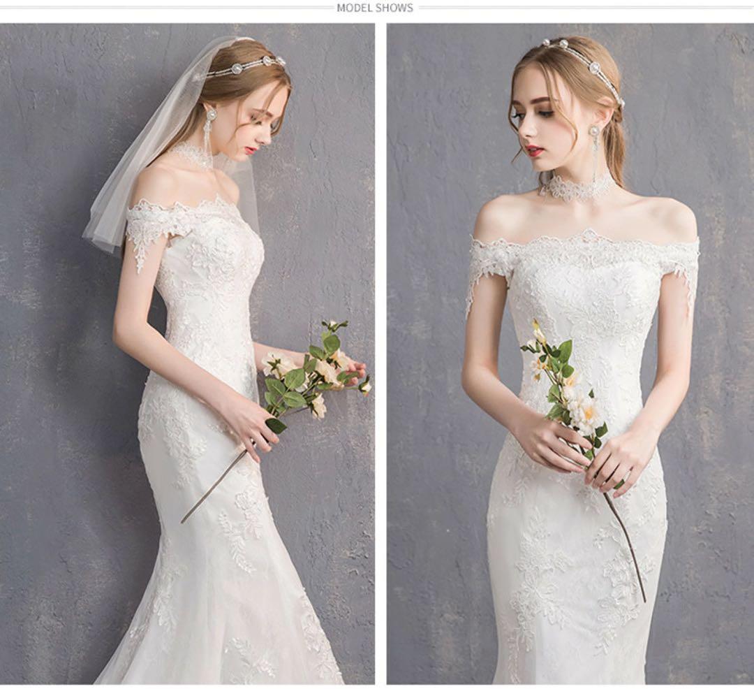 試着のみ|オフショル マーメイド ウェディングドレス 前撮り/フォトウェディング