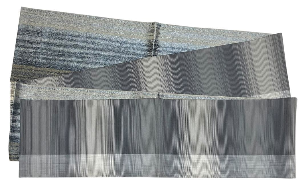 藍染 袋帯 全通柄 正絹 金通し 縦縞 未使用 イ6376