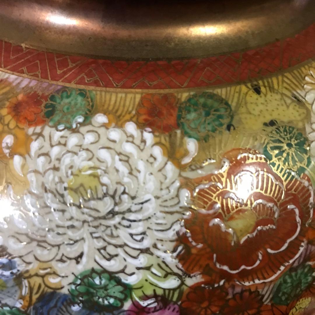 ☆ ウッドストックになります 骨董　九谷焼【九谷清峰】花詰 壺 花器　花瓶