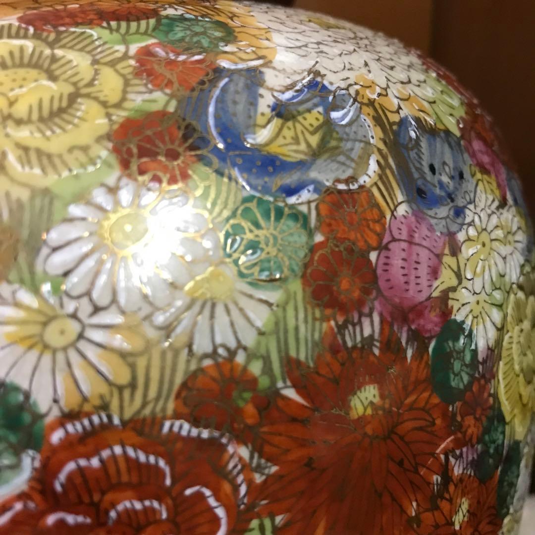 ☆ ウッドストックになります 骨董　九谷焼【九谷清峰】花詰 壺 花器　花瓶