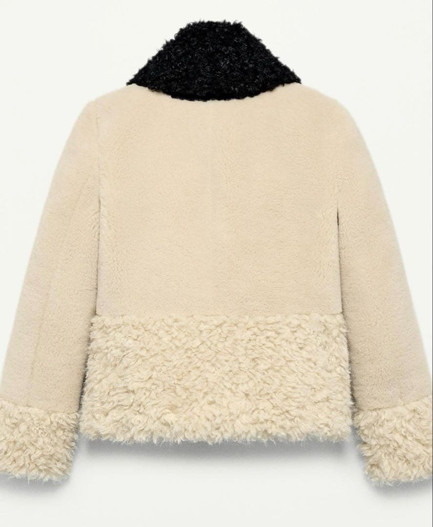 新品タグ付き ZARAパッチワークフェイクファージャケット Sサイズ