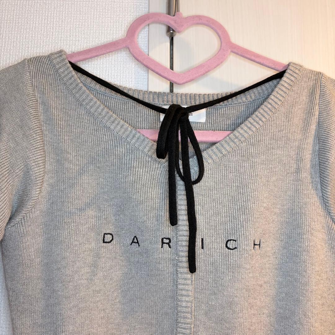 短時間着用　Darich ウエストオープンリボンデザインニットミニワンピース